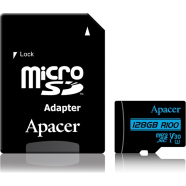 Apacer R100 microSDXC 128GB Class 10 U3 V30 UHS-I με αντάπτορα (AP128GMCSX10U7-R)